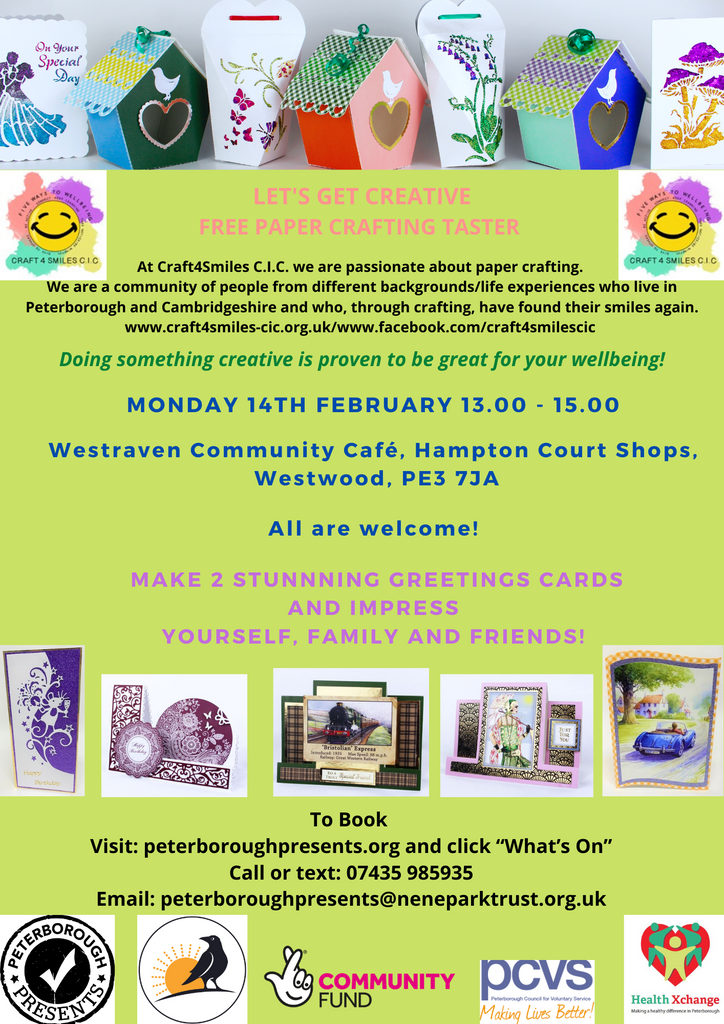 Free Greetings Card Pop-up - Westraven Community Cafe and Garden:  Monday 14th February 13.00 - 15.00